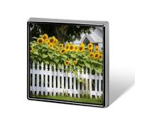 Sunflowers White Picket Fence Square Lapel Pins Backpack Pin Cute Brooch Decoration Brooches for Women Men Fashion Button Badges for Hat Backpacks Purses Jackets Shirt Suit