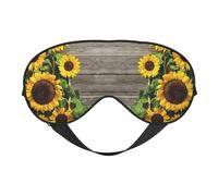 Sunflowers Wooden Board Print Sleep Mask Silk Eye Cover Soft Satin Blindfold Elastic Strap Night Eyeshade Travel Nap for Women Men