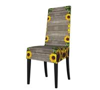 Sunflowers Wooden Board The Protective Sleeve Of Dining Chair With High Elastic Stretch Is Easy To Disassemble, Which Is Suitable For Home Use And Hotel Business, Universal And Easy To Clean.