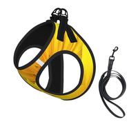 Sunflowers Yellow Flowers Print Small Dog Harness And Leash Set, Adjustable Soft Vest With 360° Reflective Straps For Cats Puppy