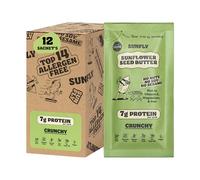 SUNFLY Crunchy Sunflower Seed Butter - 12 Sachets (12 x 32g) | Nut-Free, Vegan, High-Protein | Allergen-Free, No Palm Oil | Plant-Based Peanut Butter Alternative, On-the-Go Spread