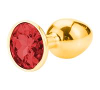 Sunfo - Gold Metal Anal Plug with Red Gem
