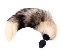 Sunfo - Silicone Anal Plug with Fox Tail (Black-Red)