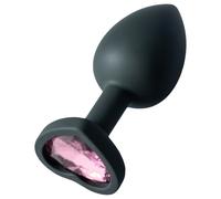 Sunfo - Silicone Heart Gem Anal Plug (Black)