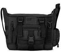 SunForMorning Tactical Messenger Bag MOLLE Sling Crossbody Shoulder Pack Military Briefcase Assault Gear Handbags Outdoor Utility Carry Satchel (Patch Included), Black