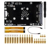 SunFounder Dual NVMe Raft for Raspberry Pi 5 PCIe Gen 2.0 to M.2 HAT Key-M SSD Hailo-8L AI Accelerator PIP M.2 2230/2242/2260/2280, NAS RAID 0/1, Manual (Not Compatible with the Pironman Series)