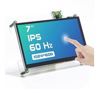 SUNFOUNDER Raspberry Pi Screen, 7 Inch Touchscreen 1024X600 IPS Display, USB HDMI Portable Mini Monitor, Upgraded 7in Raspberry Pi Monitor with Stand and Dual Speakers