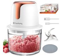 Sunfuny Cordless Food Processor, Mini Food Chopper Wireless with 5-Cup Glass Bowl, 6000mAh Battery USB-C Rechargeable Vegetable Chopper, Electric Meat Blender Garlic Grinder Kitchen Mixer (Rose Gold)