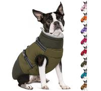 SUNFURA Dog Coat for Small Dogs, Dog Winter Jacket with Harness Built in | Waterproof Dog Snow Jacket Fleece Cold Weather Coats for Puppy Chihuahua, Maltese, Army Green XS