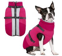 SUNFURA Dog Coat for Small Dogs, Warm Dog Winter Jacket with Harness Built in, Waterproof Pet Snow Jacket Fleece Cold Weather Coats for Puppy Chihuahua, Maltese, Hot Pink XS