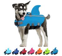 SUNFURA Dog Life Jacket Shark Life Vest for Dogs, Adjustable Swmming Vest with High Buoyancy, Safety Lifesaver with Rescue Handle for French Bulldog Small Medium Breeds, Light Blue M
