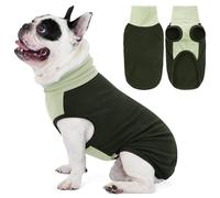 SUNFURA Dog Sweater - Warm Fleece Dog Sweater Vest, Stretch Pullover with Turtleneck for Small Medium Dogs Boy Girl, Soft Sweatshirt Jumpsuit for Fall Winter Indoor Outdoor, Army Green M