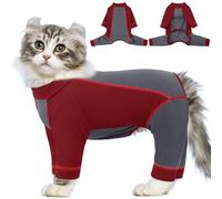 SUNFURA Hair Sticky Cat Clothes, Cat Sweater for Cats Only, 4-Legged Fleece Sweaters Kitten Pajamas Reduce Shedding Fur, Warm Pullover Shirts for Cats, Red M