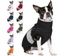 SUNFURA Small Dog Coat with Harness Built in, Warm Dog Jacket Winter with Zipper On Back, Waterproof Pet Snow Jacket Snowsuit Pet Sweater Clothes for Schnauzer, Yorkshire Terrier, Black S