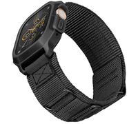 SUNFWR Bands Compatible with Apple Watch 44 mm 45 mm 49 mm with Case, Rugged Velcro Nylon Sport Apple Watch Starp with Protective Cover for iWatch Series 8/7/6/5/4 SE for Men, Black Black Labels, 49