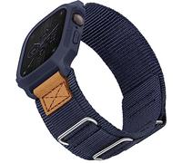 SUNFWR Bands Compatible with Apple Watch 44mm 45mm with Case,Rugged Sport Apple Watch Strap with Protective Cover for iwatch Series 9/8/7/6/5/4/SE for Men(Blue)