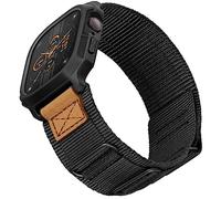 SUNFWR Bands Compatible with Apple Watch 44mm 45mm with Case,Rugged Velcr Sport Apple Watch Strap with Protective Cover for iwatch Series 9/8/7/6/5/4/SE for Men(Black)