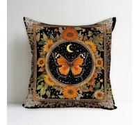 SUNFYCN Abstract Vintage Butterfly Sunflower Design Throw Pillow Cover Home Decor, Art Deco Pillowcase Cushion Cover for Bed Sofa Living Room, Square Pillowcase 18x18inch (1, Black-Sunflower)