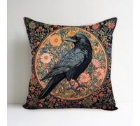 SUNFYCN William Morris Abstract Vintage Black Crow Design Throw Pillow Cover Home Decor, Art Deco Pillowcase Cushion Cover for Bed Sofa Living Room, Square Pillowcase 18x18inch (1, Black Crow)