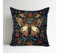SUNFYCN William Morris Abstract Vintage Floral Velvet Butterfly Design Throw Pillow Covers Home Decor, Art Deco Pillowcase Cushion Cover for Bed Sofa Living Room,18x18inch (Black Butterfly)