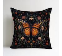 SUNFYCN William Morris Abstract Vintage Floral Velvet Butterfly Design Throw Pillow Covers Home Decor, Art Deco Pillowcase Cushion Cover for Bed Sofa Living Room,18x18inch (Black)