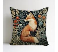 SUNFYCN William Morris Abstract Vintage Flower Fox Design Throw Pillow Cover Home Decor, Art Deco Pillowcase Cushion Cover for Bed Sofa Living Room, Square Pillowcase 18x18inch (1, Blue-Fox)