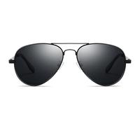 SUNGAIT Classic Pilot Sunglasses for Men Women Polarized UV400 Protection Vintage Retro Chic (Black Frame/Gray Lens)