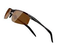 SUNGAIT Men's Sports Square Sunglasses Polarized for Driving Fishing Cycling Running Metal Frame Sunglasses for UV Protection (Black Frame Brown Lens) SGT177HC-UK