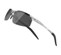 SUNGAIT Men's Sports Square Sunglasses Polarized for Driving Fishing Cycling Running Metal Frame Sunglasses for UV Protection (Silver Frame/Gray Lens) SGT177YH-UK