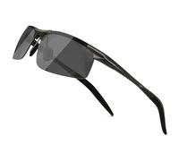 SUNGAIT Men's Sports Square Sunglasses Polarized for Driving Fishing Cycling Running Metal Frame Sunglasses for UV Protection (Black Frame/Gray Lens) SGT177HH-UK