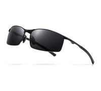 SUNGAIT Polarised Sunglasses Mens: Rectangular Metal Frame with Spring Hinge Lightweight SGT559-HH UK