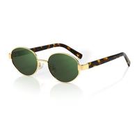SUNGAIT Retro Sunglasses for Women Oval Polarized Sunglasses Mens Trendy Style Sun Glasses Classic UV400 (Gold Frame/Green Lens)