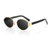 SUNGAIT Retro Sunglasses for Women Oval Polarized Sunglasses Mens Trendy Style Sun Glasses Classic UV400 (Gold Frame/Grey Lens)