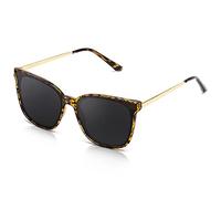 SUNGAIT Vintage Oversized Square Sunglasses for Women Men,Retro Round Polarized Shades Large Frame UV400 Sun Glasses (Amber Frame(Glossy Finish)/Grey Lens) SGT805-LHPHX-UK