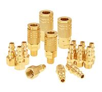 SUNGATOR Air Hose Fittings 1/4" NPT, 16-Piece Solid Brass Quick Connect Air Line Fittings, 1/4 Inch Compressor Accessories, Coupler and Plug Kit, 1/4'' Quick Connect Hose Repair Kit