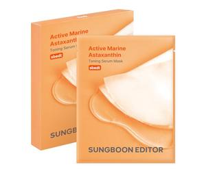 Sungboon Editor Active Marine Astaxanthin Toning Serum Mask 23ml*10pcs | Overnight Sheet Mask | Korean Skin Care | Facial Mask for Brightening | Niacinamide, Deep Hydration, Soothing, Moisturizer