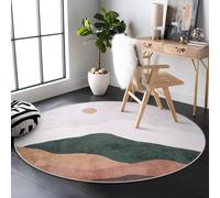 Sungea rug, Soft Washable Non-Slip Sun and Mountain Circle Kids Room rug, Chic Faux Wool Low-Pile Circular Throw for Entryway/Bedroom/Nursery/Living Room/Bathroom (Grey)