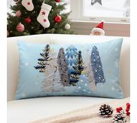 Sungeek Christmas Cushion Cover 30x50 cm Snowflakes Christmas Tree Winter Holiday Xmas Decorative Blue Throw Pillow Cover Case for Sofa Couch Bedroom Living Room