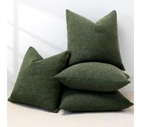 Sungeek Pack of 4 Textured Boucle Decorative Cushion Cover 45x45cm, Soft Cozy Accent Solid Pillow Cases for Sofa Couch Bedroom Living Room Modern Home Decor Throw Pillow Covers, Hunter Green