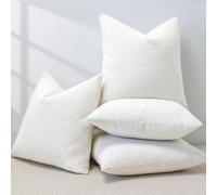 Sungeek Pack of 4 Textured Boucle Decorative Cushion Cover 45x45cm, Soft Cozy Accent Solid Pillow Cases for Sofa Couch Bedroom Living Room Modern Home Decor Throw Pillow Covers, Ivory White