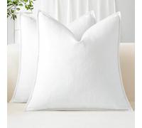 Sungeek Set of 2 Soft Chenille Cushion Covers 60x60cm Square Decorative Throw Pillow Covers with Stitched Edge Solid Dyed Pillow Cases Covers for Home Decor Couch Sofa Bed Living Room, White