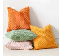 Sungeek Set of 4 Soft Corduroy Decorative Cushion Covers Boho Striped Throw Pillow Cover for Sofa Couch Living Room Farmhouse Home Decor Pillow Cases 50x50cm, Sage Green/Light Pink/Yellow/Orange