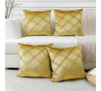 Sungeek Set of 4 Soft Velvet Decorative Cushion Covers Diamond Pattern Pillow Covers with Invisible Zipper Square Throw Pillow Cases for Sofa Car Patio Bedroom Living Room (60x60 cm, Gold)