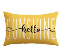 Sungeek Spring Summer Cushion Cover 40x60 cm Hello Sunshine Pillow Case Yellow Printed Lumbar Throw Pillow Cover for Sofa Couch Bedroom Living Room Garden Outdoor Decor
