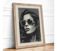 Sunglasses and Shadows Vintage Framed Wall Art Print A2 (59.4×42cm) Oak, Wall Decor for Living Room, Bedroom, Office & Home, Ready to Hang, Art Gift