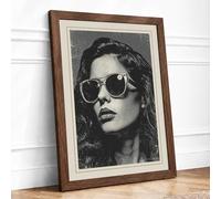 Sunglasses and Shadows Vintage Framed Wall Art Print A2 (59.4×42cm) Walnut, Wall Decor for Living Room, Bedroom, Office & Home, Ready to Hang, Art Gift