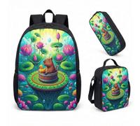Sunglasses Capybara Pool Float 17 Inch Backpack 3 Piece Set, Summer Vibes Tropical School Bag for Kids Teens (05)