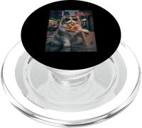 Sunglasses Cat Eating Pizza Nocturne Night Road PopSockets PopGrip for MagSafe