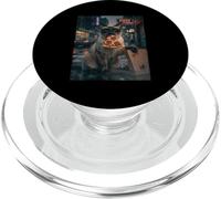 Sunglasses Cat Eating Pizza Nocturne Night Road PopSockets PopGrip for MagSafe