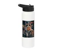 Sunglasses Cat Eating Pizza Nocturne Night Road Stainless Steel Insulated Water Bottle